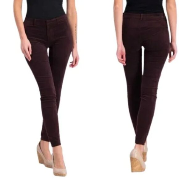 Kut From The Kloth Diana Skinny Velour Pants Velvet Trouser Merlot/Brown/Purple - Picture 1 of 3